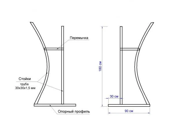 чертеж стоек под навес для мангала