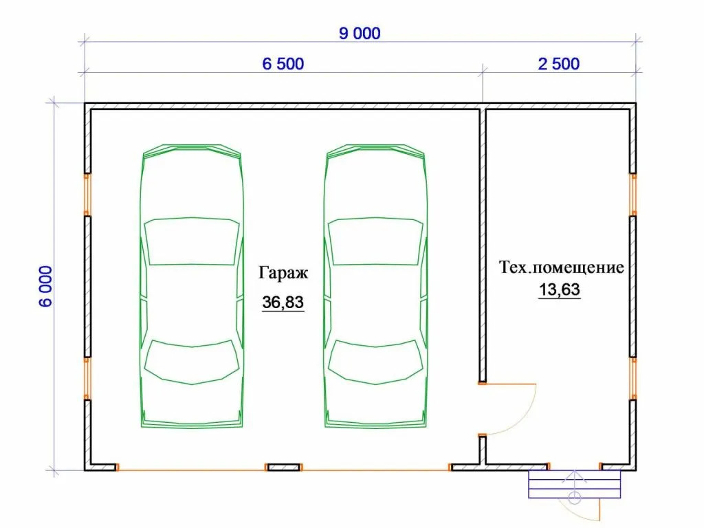 проекты гаражей с хозблоком и навесом